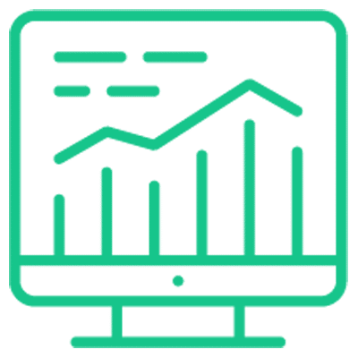 A computer monitor displaying a line graph with rising and falling data points and several horizontal lines above the graph.